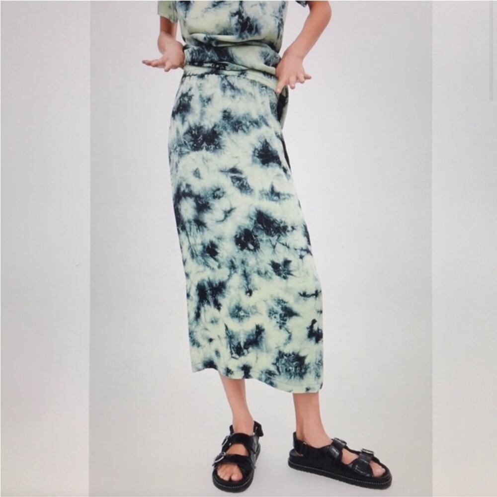 Zara The Batik‎ Blue Tie Dye Pull-On Midi Skirt Sz M